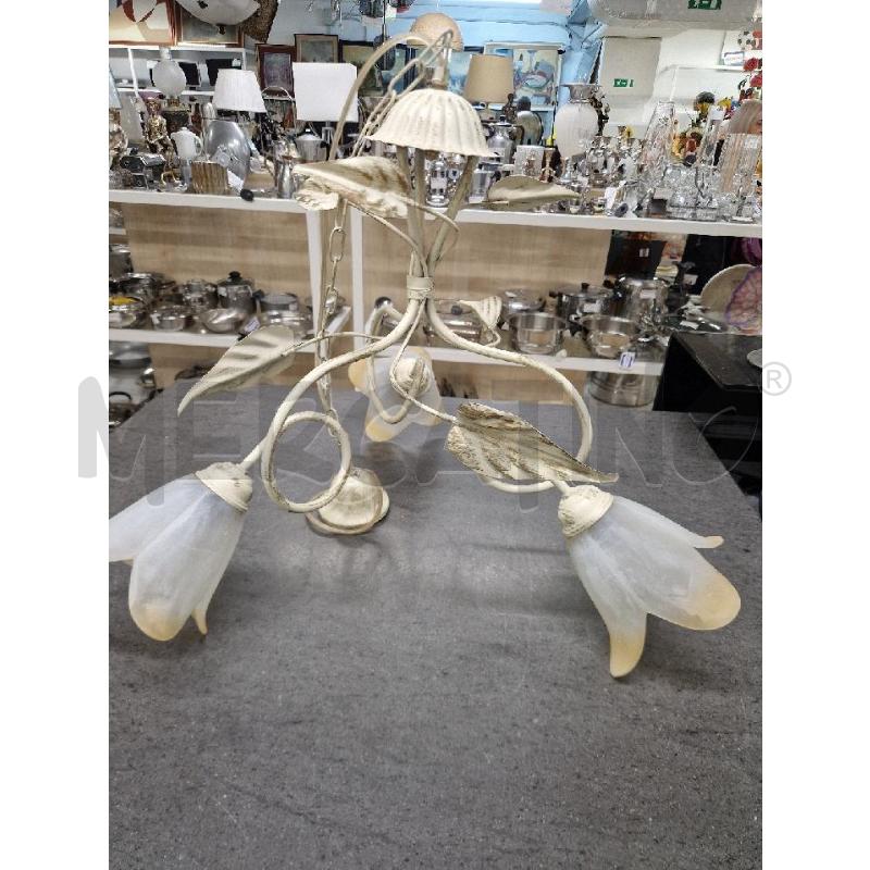 LAMPADARIO BIANCO FOGLIE 3LUCI | Mercatino dell'Usato Acerra 1