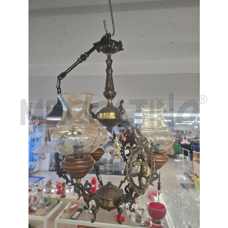 LAMPADARIO DECORI 3 LUCI COPPE VETRO | Mercatino dell'Usato Acerra 1