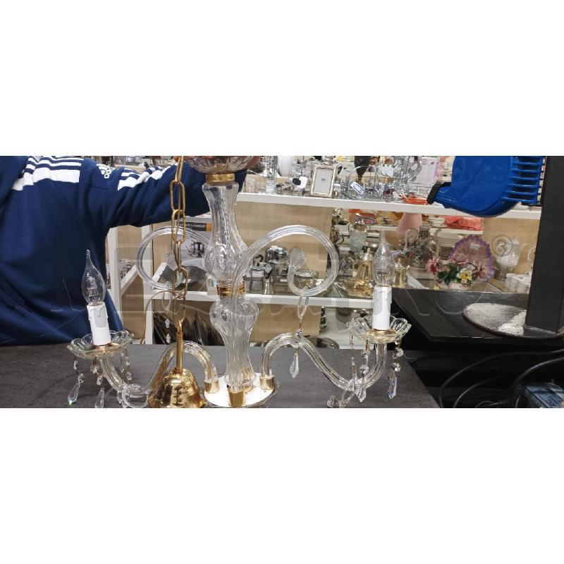 LAMPADARIO DUE LUCI TRASP. DORATO | Mercatino dell'Usato Acerra 1