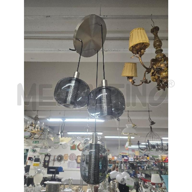 LAMPADARIO IKEA 3 LUCI COPPE NERE HOGVIND | Mercatino dell'Usato Acerra 1