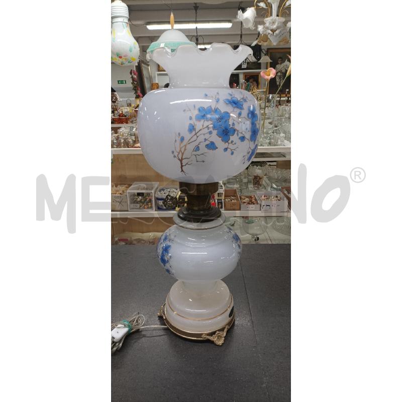LUME BIANCO DEC. FIORI BLU STRISCIA DORATA | Mercatino dell'Usato Acerra 1