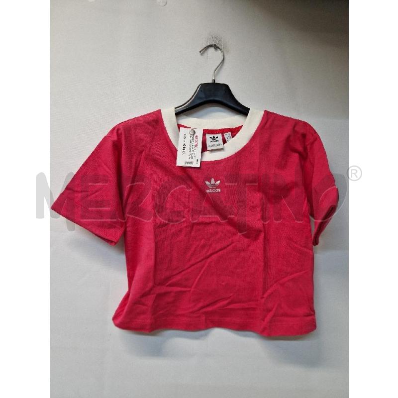 MAGLIA DONNA ADIDAS BIANCO FUXIA CORTA | Mercatino dell'Usato Acerra 1