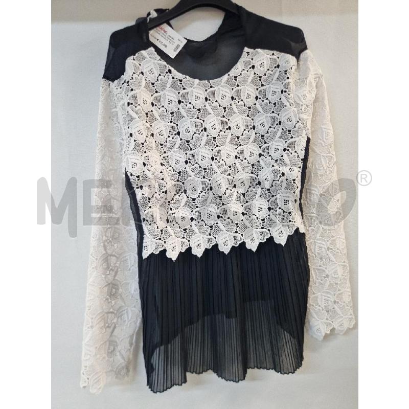 MAGLIA DONNA BIANCO NERO FIORI NARACAMICIE | Mercatino dell'Usato Acerra 1