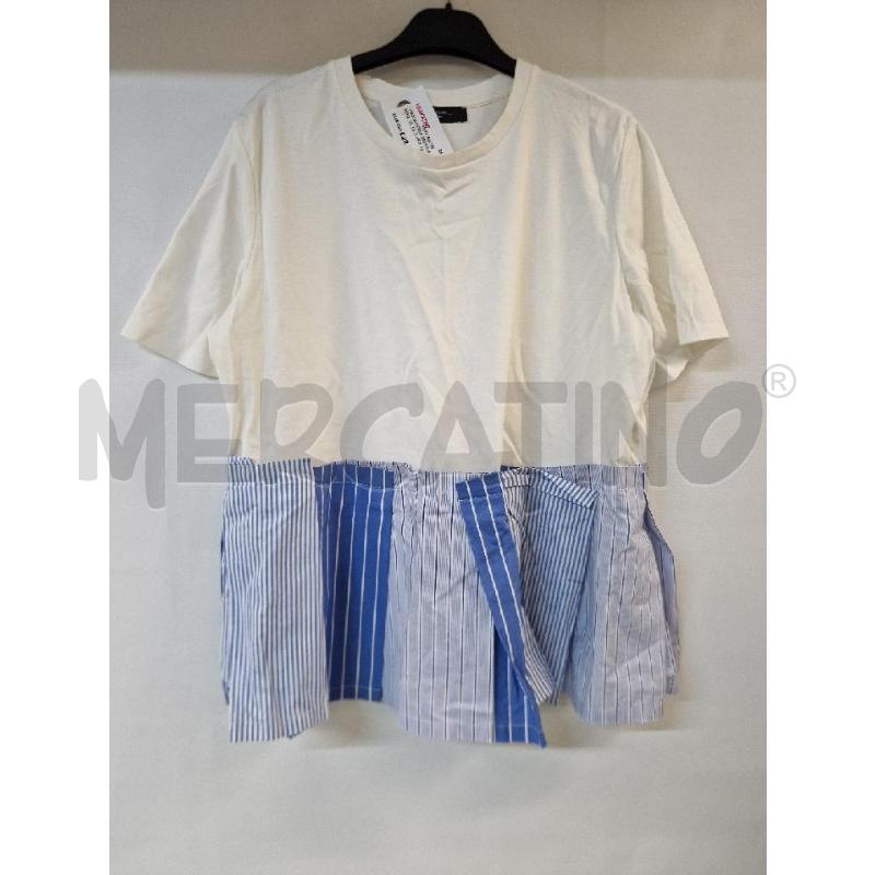 MAGLIA DONNA BIANCO RIGHE CELESTE MAXMARA | Mercatino dell'Usato Acerra 1