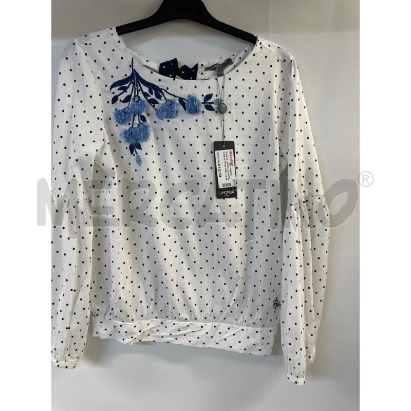 MAGLIA DONNA CAMOMILLA BIANCOPOIS NERO FIORE AZZURRO | Mercatino dell'Usato Acerra 1