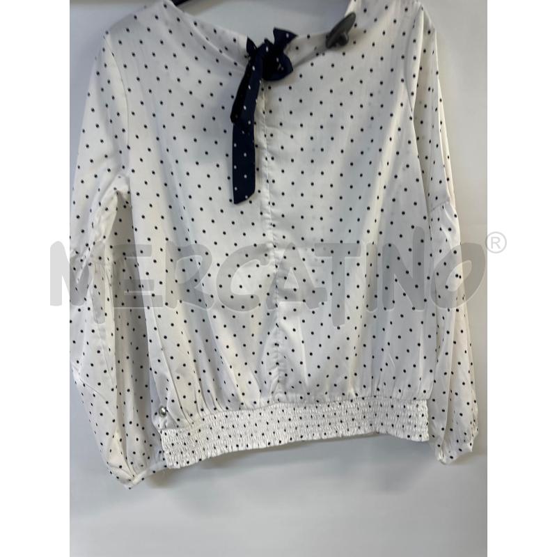 MAGLIA DONNA CAMOMILLA BIANCOPOIS NERO FIORE AZZURRO | Mercatino dell'Usato Acerra 2