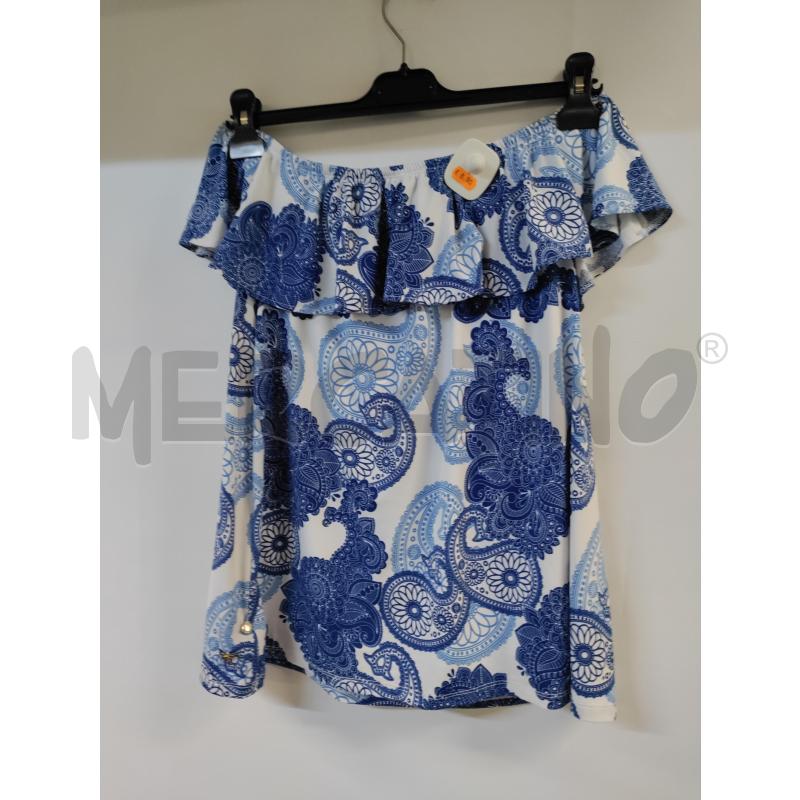 MAGLIA DONNA CAMOMILLA BIANCO DISEGNI BLU | Mercatino dell'Usato Acerra 2
