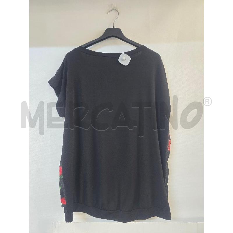 MAGLIA DONNA CANNELLA NERO FIORI ROSSI | Mercatino dell'Usato Acerra 2