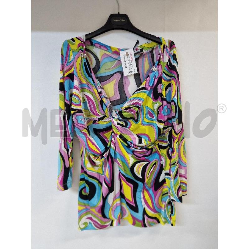 MAGLIA DONNA CELESTE GIALLO NERO ROCCOBAROCCO  | Mercatino dell'Usato Acerra 1