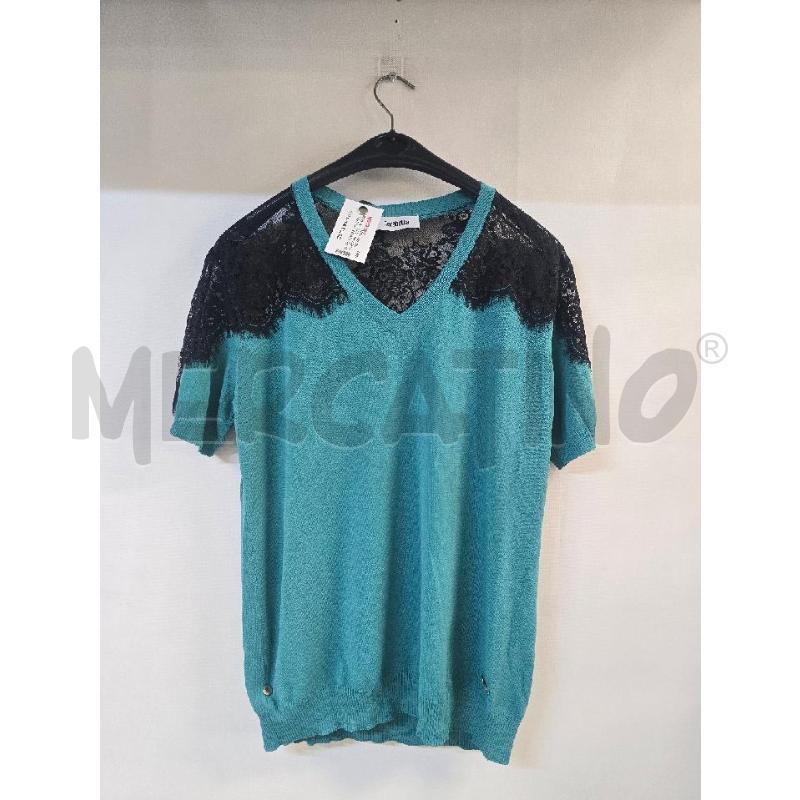 MAGLIA DONNA DORABELLA AZZURRO RICAMO NERO | Mercatino dell'Usato Acerra 1