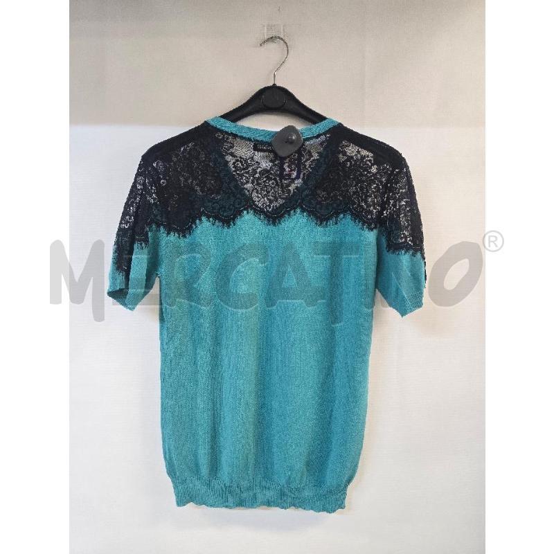 MAGLIA DONNA DORABELLA AZZURRO RICAMO NERO | Mercatino dell'Usato Acerra 2