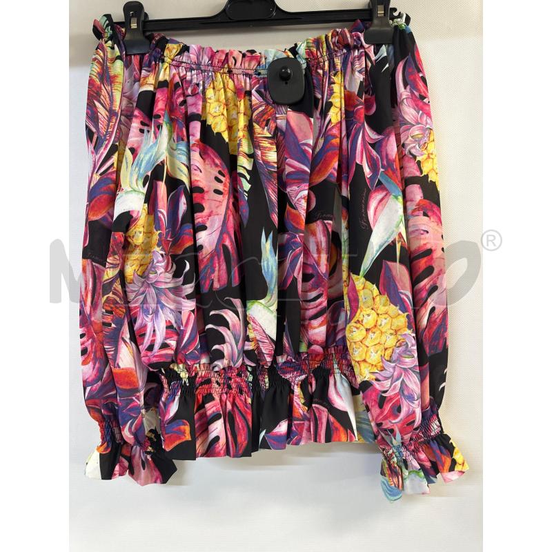MAGLIA DONNA FORNARINA NERO PIANTE ROSA GIALLO | Mercatino dell'Usato Acerra 2