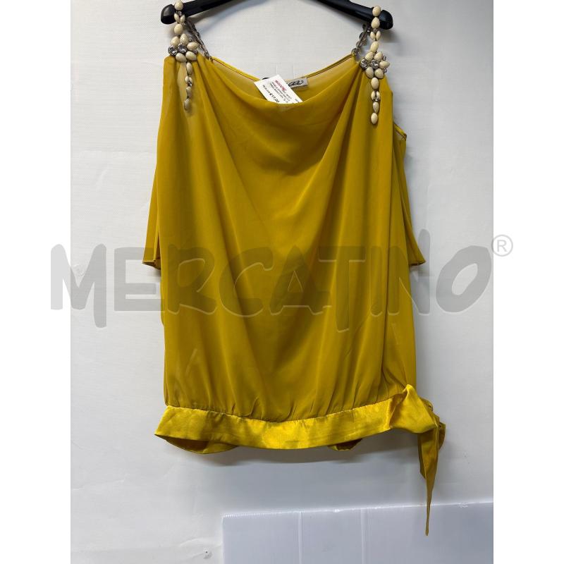 MAGLIA DONNA GIALLO STRASS BIANCO SPALLE AELLE | Mercatino dell'Usato Acerra 1