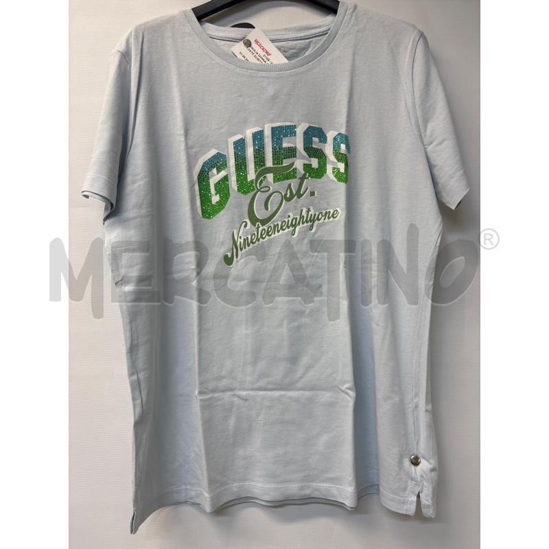 MAGLIA DONNA GUESS CELESTE SCRITTA STRASS | Mercatino dell'Usato Acerra 1