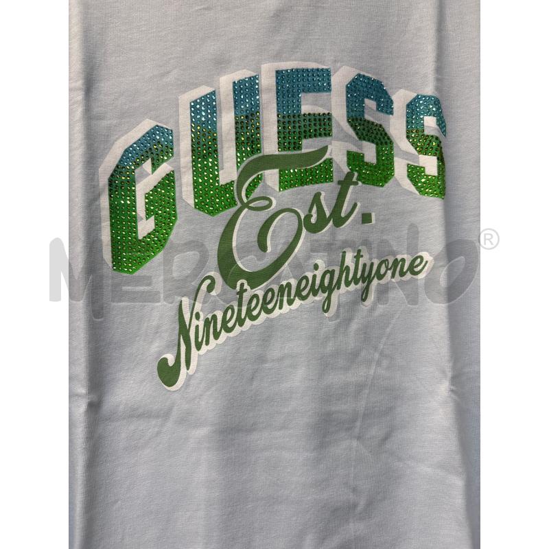 MAGLIA DONNA GUESS CELESTE SCRITTA STRASS | Mercatino dell'Usato Acerra 2