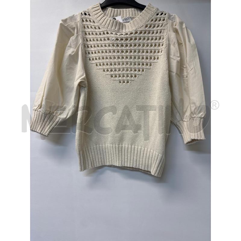 MAGLIA DONNA LIU JO MILANO BEIGE FILO TRAFORATO | Mercatino dell'Usato Acerra 1