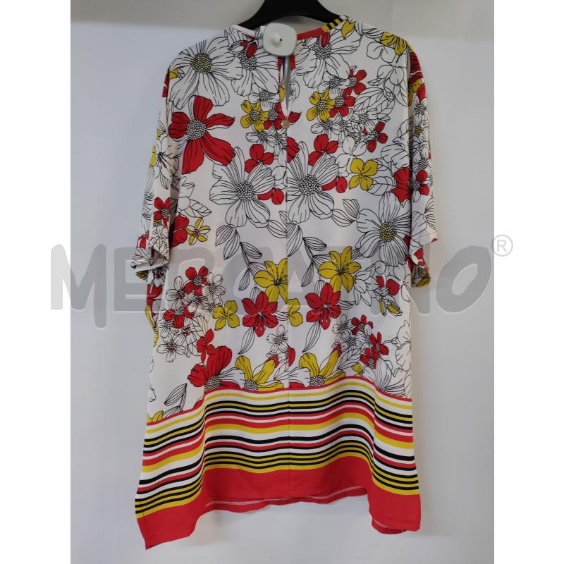 MAGLIA DONNA LIZALÙ BIANCO DISEGNO FIORI ROSSO GIALLO | Mercatino dell'Usato Acerra 2