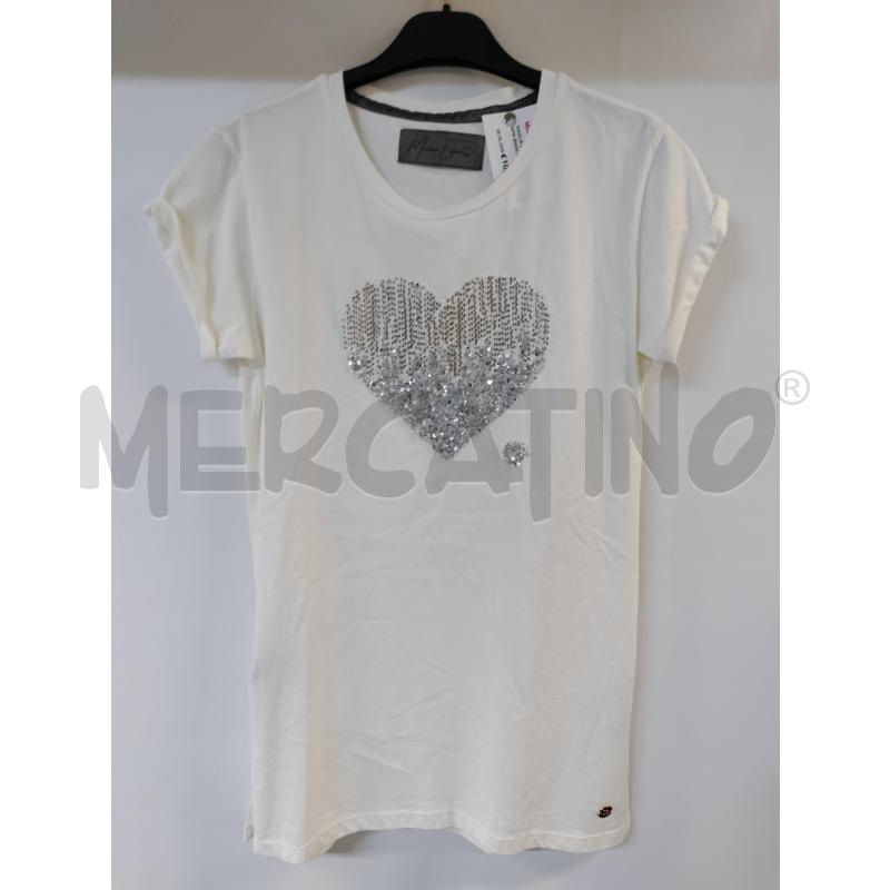 MAGLIA DONNA MAISON ESPIN BIANCO CUORE GRIGIO | Mercatino dell'Usato Acerra 1