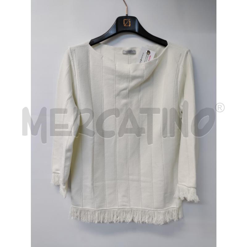 MAGLIA DONNA MARELLA BIANCO CON FRANGIE | Mercatino dell'Usato Acerra 1