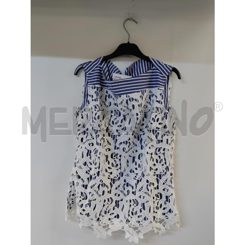 MAGLIA DONNA NARA CAMICIE BLU BIANCO RIGHE CON RICAMO | Mercatino dell'Usato Acerra 1