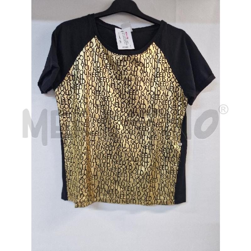 MAGLIA DONNA NERO DORATO SCRITTA TAG | Mercatino dell'Usato Acerra 1