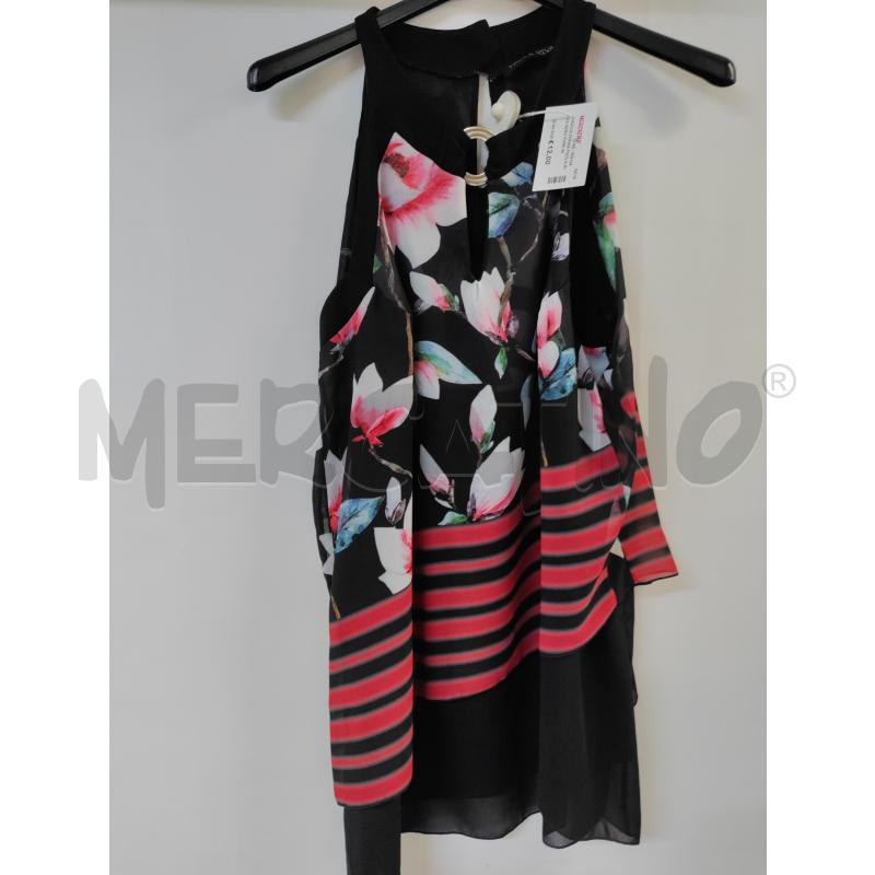 MAGLIA DONNA PAOLA RIVA NERO FIORI RIGA ROSSA | Mercatino dell'Usato Acerra 1