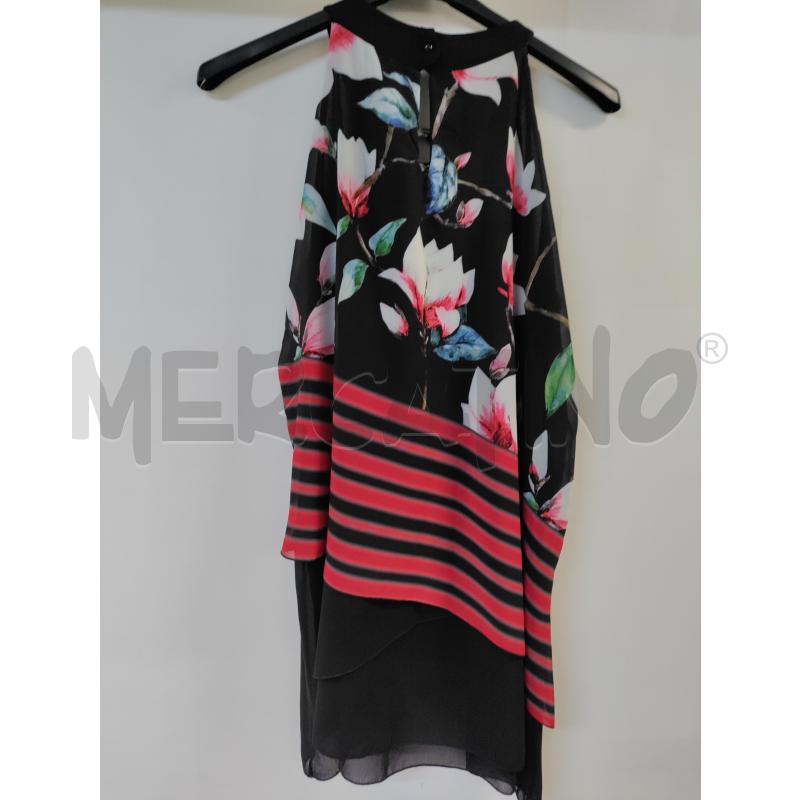 MAGLIA DONNA PAOLA RIVA NERO FIORI RIGA ROSSA | Mercatino dell'Usato Acerra 2