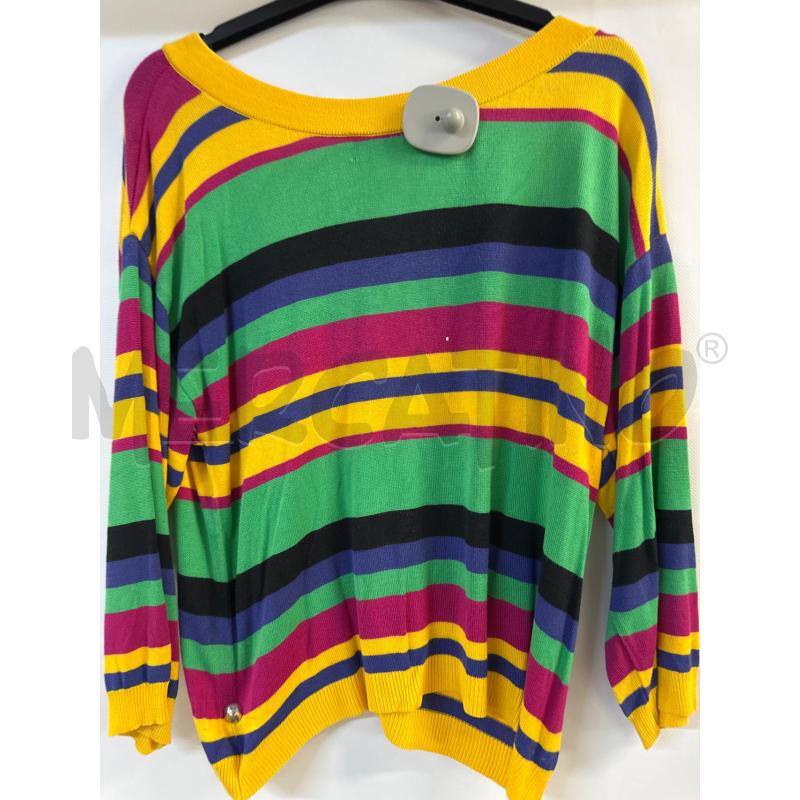 MAGLIA DONNA STEFANEL VERDE GIALLO VIOLA A RIGHE | Mercatino dell'Usato Acerra 2