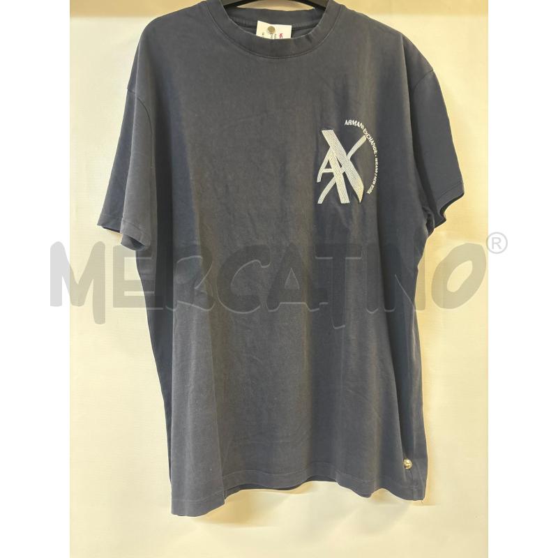 MAGLIA UOMO ARMANI EXCHANGE BLU RICAMO BIANCO | Mercatino dell'Usato Acerra 1