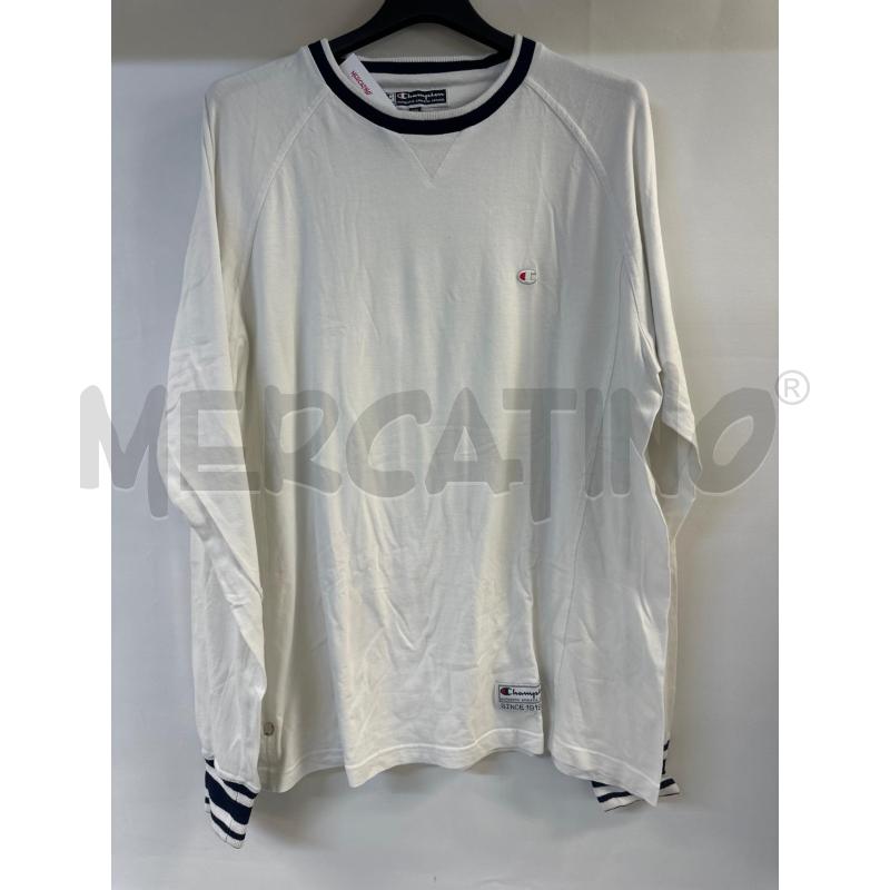 MAGLIA UOMO CHAMPION BIANCO MANICA BLU | Mercatino dell'Usato Acerra 1