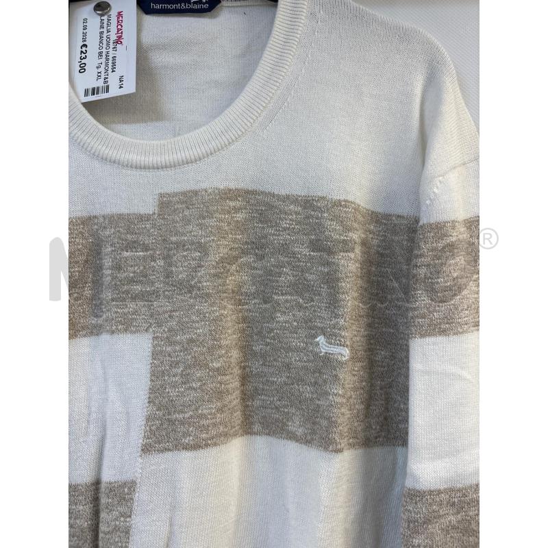 MAGLIA UOMO HARMONT&BLAINE BIANCO BEIGE | Mercatino dell'Usato Acerra 3