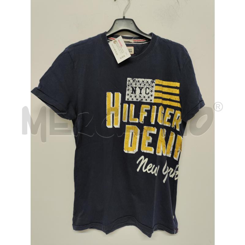 MAGLIA UOMO HILFIGER BLU SCRITTA GIALLO | Mercatino dell'Usato Acerra 1