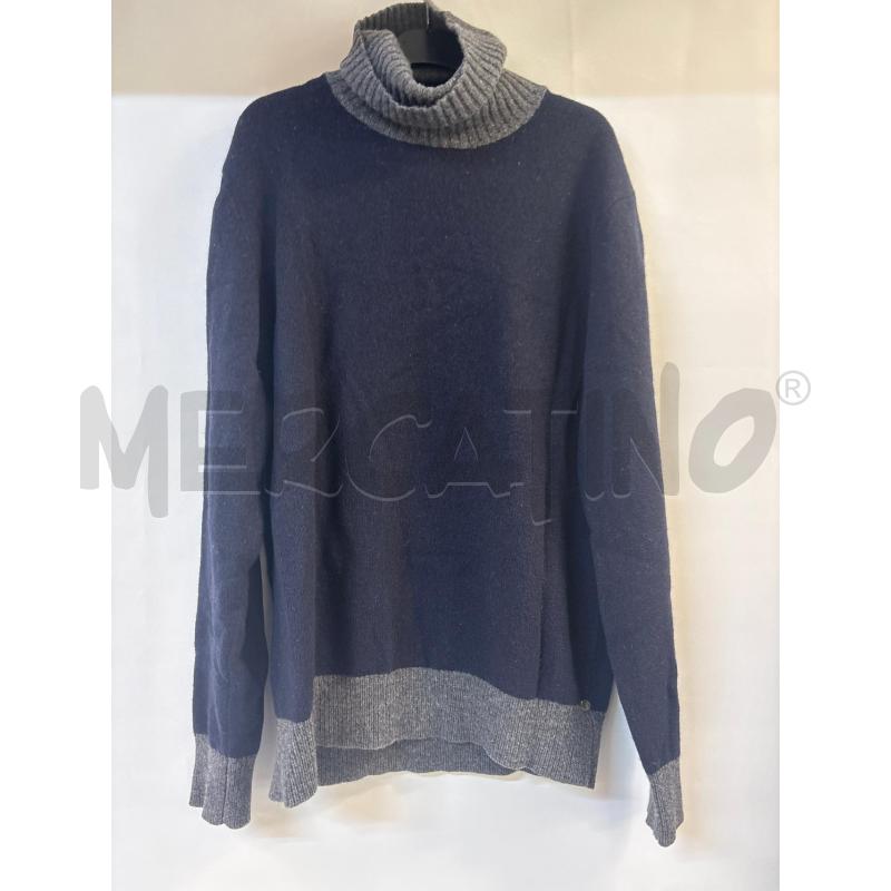 MAGLIONE UOMO CONBIPEL BLU GRIGIO COLLO ALTO | Mercatino dell'Usato Acerra 1