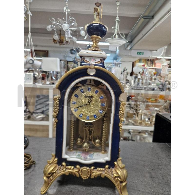 OROLOGIO DA TAVOLO BIANCO BLU FIORI FUNZIONANTE | Mercatino dell'Usato Acerra 1