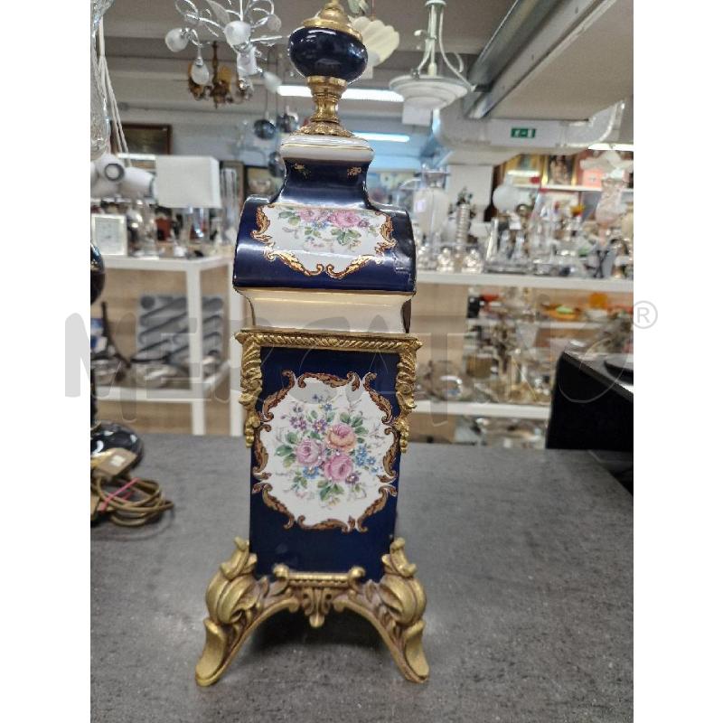 OROLOGIO DA TAVOLO BIANCO BLU FIORI FUNZIONANTE | Mercatino dell'Usato Acerra 2