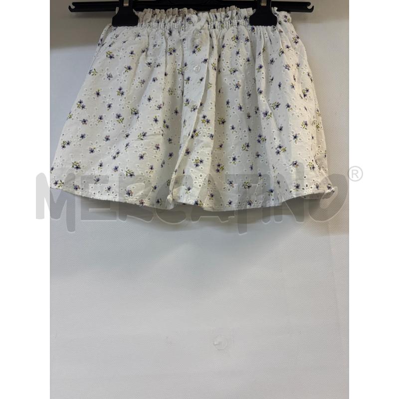 PANTALONCINO GONNA BAMBINA ZARA BIANCO FIORI VIOLA  | Mercatino dell'Usato Acerra 1