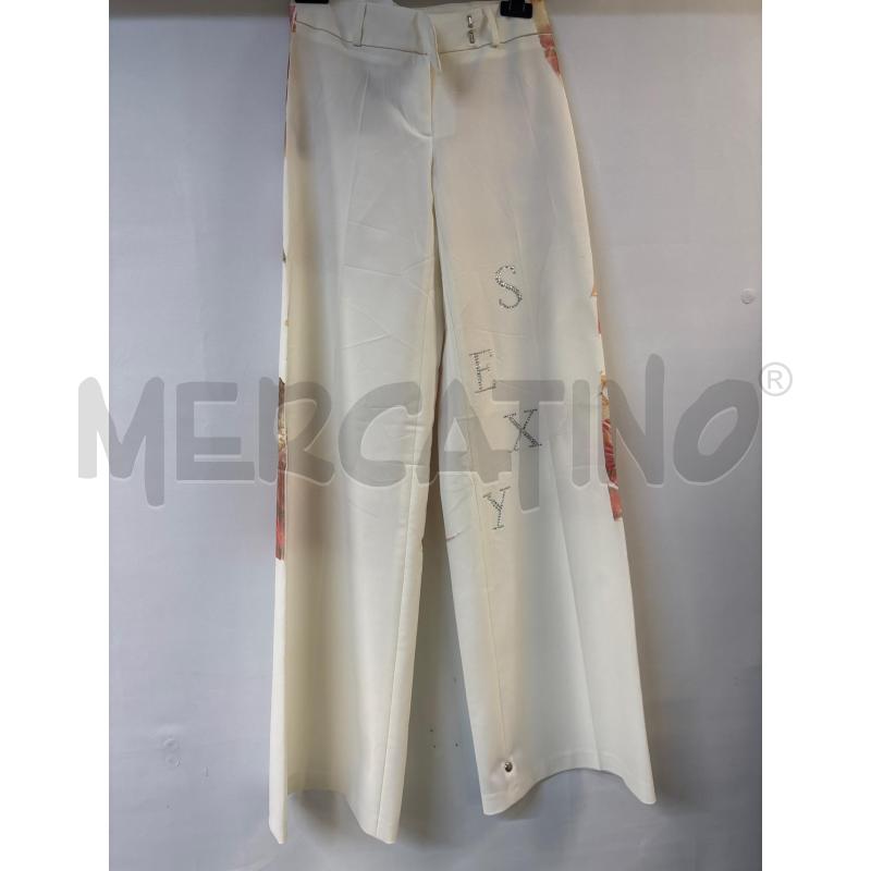 PANTALONE DONNA ANNA BIABINI BIANCO ROSA SEXY STRASS | Mercatino dell'Usato Acerra 1
