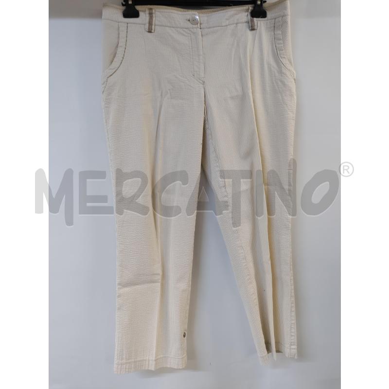 PANTALONE DONNA CANNELLA BEIGE BIANCO RIGATO | Mercatino dell'Usato Acerra 1