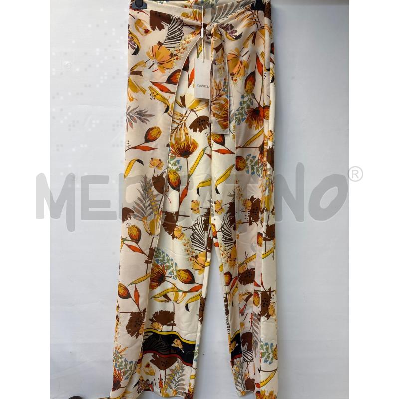 PANTALONE DONNA CANNELLA BEIGE DISEGNI GIALLI MARRONE | Mercatino dell'Usato Acerra 1