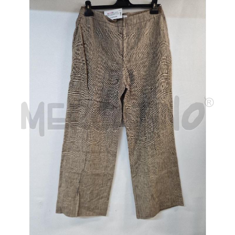 PANTALONE DONNA MAZ MARA QUADRI BEIGE PURO LINO | Mercatino dell'Usato Acerra 1