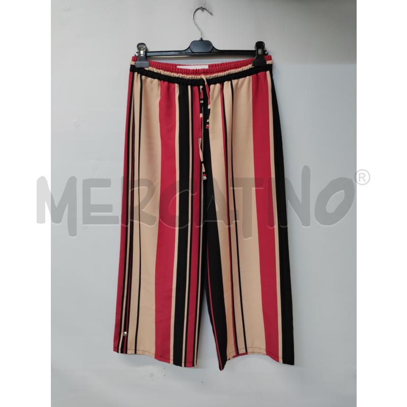 PANTALONE DONNA OLTRE RIGATO ROSSO BEIGE NERO | Mercatino dell'Usato Acerra 1