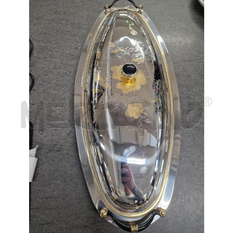 PESCIERA OVALE FIORI DORATI  | Mercatino dell'Usato Acerra 1