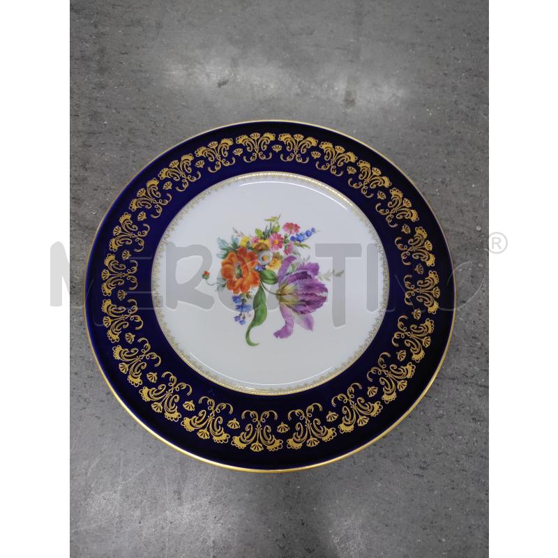 PIATTO DECORATO BLU DORATO FIORI | Mercatino dell'Usato Acerra 1