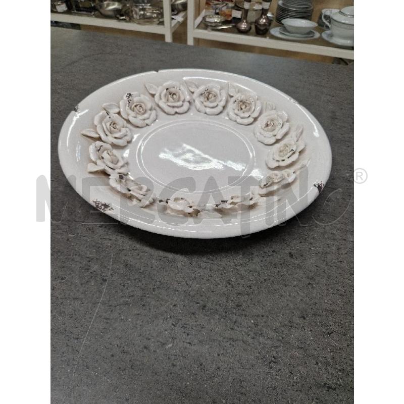 PIATTO DECORAZIONE FIORI BIANCO | Mercatino dell'Usato Acerra 1