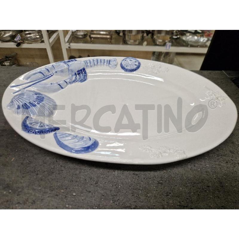 PIATTO GRANDE+3PIATTI PICCOLI OVALI PESCE BLU  | Mercatino dell'Usato Acerra 1