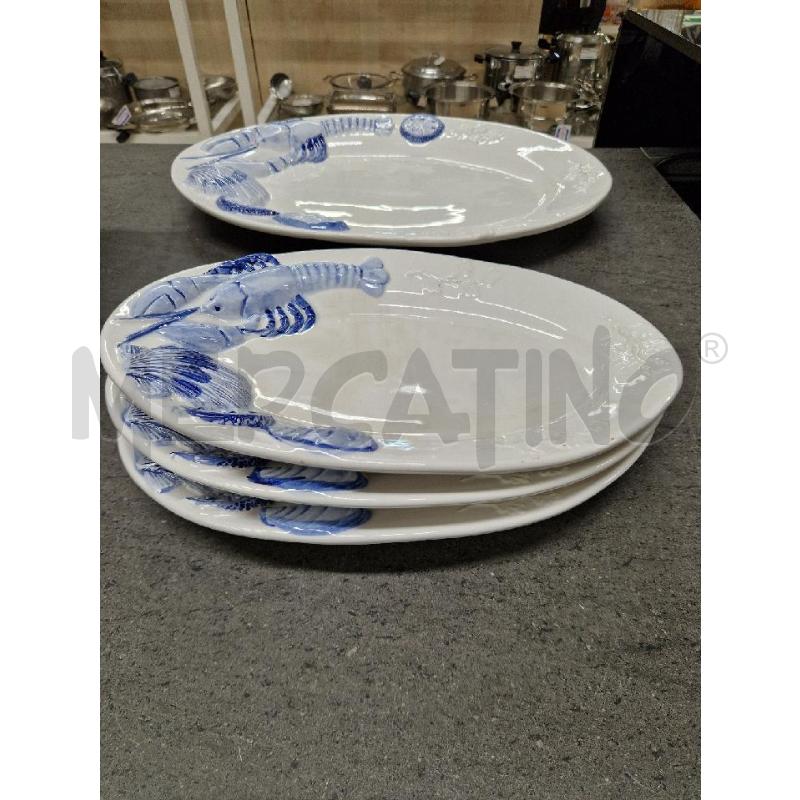 PIATTO GRANDE+3PIATTI PICCOLI OVALI PESCE BLU  | Mercatino dell'Usato Acerra 2