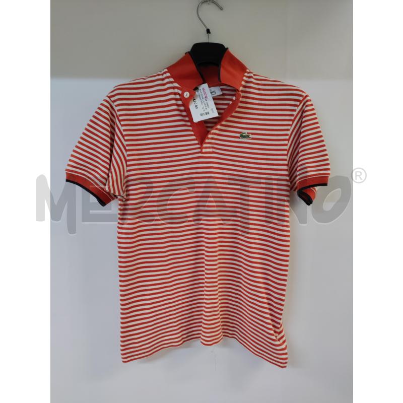 POLO DONNA LACOSTE BIANCO ROSSO RIGATO | Mercatino dell'Usato Acerra 1