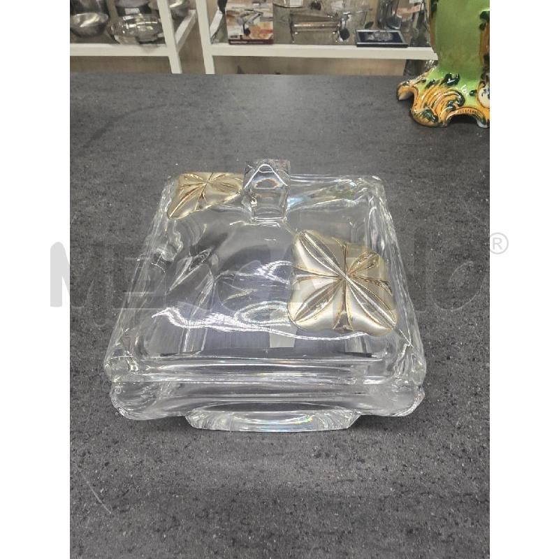PORTA BON BON VETRO FOGLIE SILVER | Mercatino dell'Usato Acerra 1