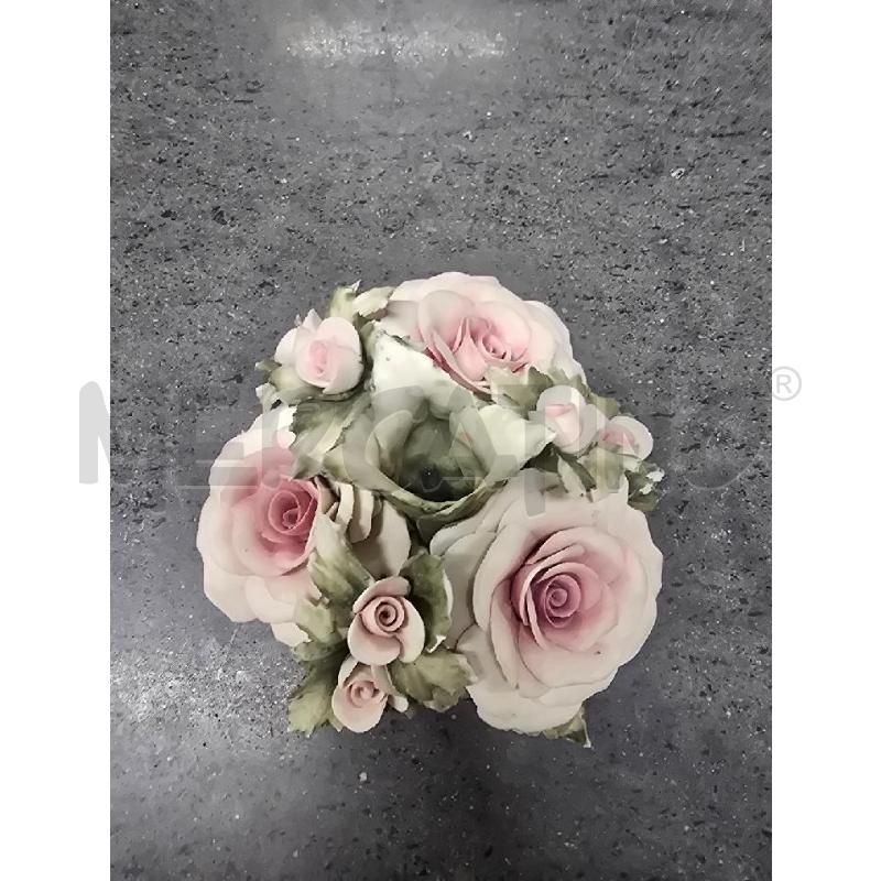 PORTA CANDELA FIORI ROSA BIANCO | Mercatino dell'Usato Acerra 1