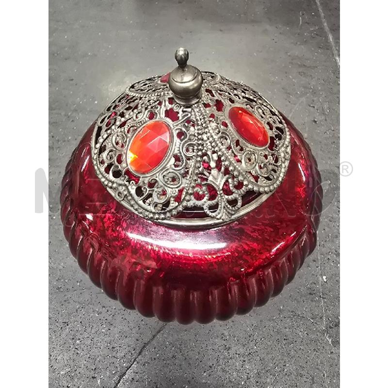 PORTA CIOCCOLATINI ROSSO TONDO COPERCHIO SILVER | Mercatino dell'Usato Acerra 1
